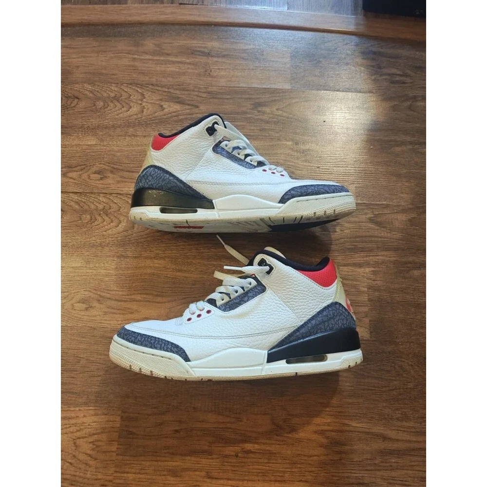 Nike Air Jordan 3 Retro Denim SE Fire Red 2020 Size Men's 9 Used Sneakers